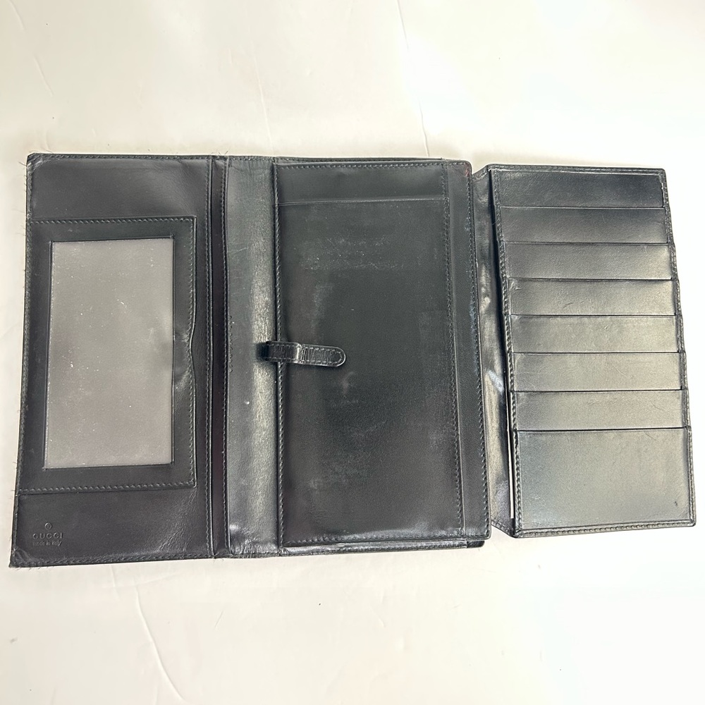 Gucci Leather Vintage Wallet With Coin Purse Black - Picture 5 of 13
